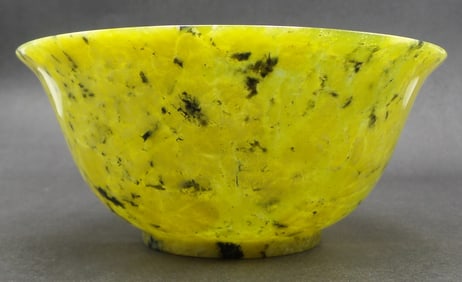 Fine Antique Asian Hand Carved Green Nephrite Jade Tea Bowl