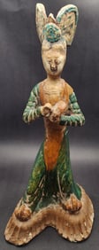 Chinese Sancai Glazed Female Ceramic Figurine
