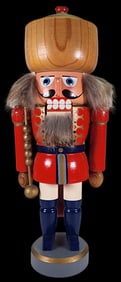 Vintage Hand Carved & Painted Wood German Tall Red Nutcracker