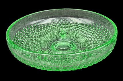 Vintage Vaseline Uranium Glass Hobnail Bowl