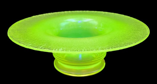 Vintage FENTON Topaz Vaseline Uranium Stretch Glass Hat Shaped Bowl