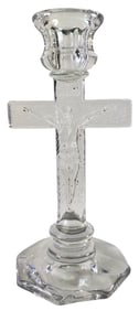 Rare Vintage ca. 1930 Depression Glass Table Crucifix