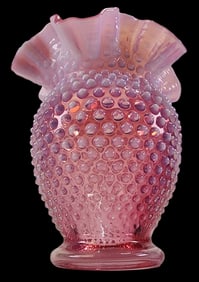 Vintage FENTON Pink Hobnail Art Glass Vase