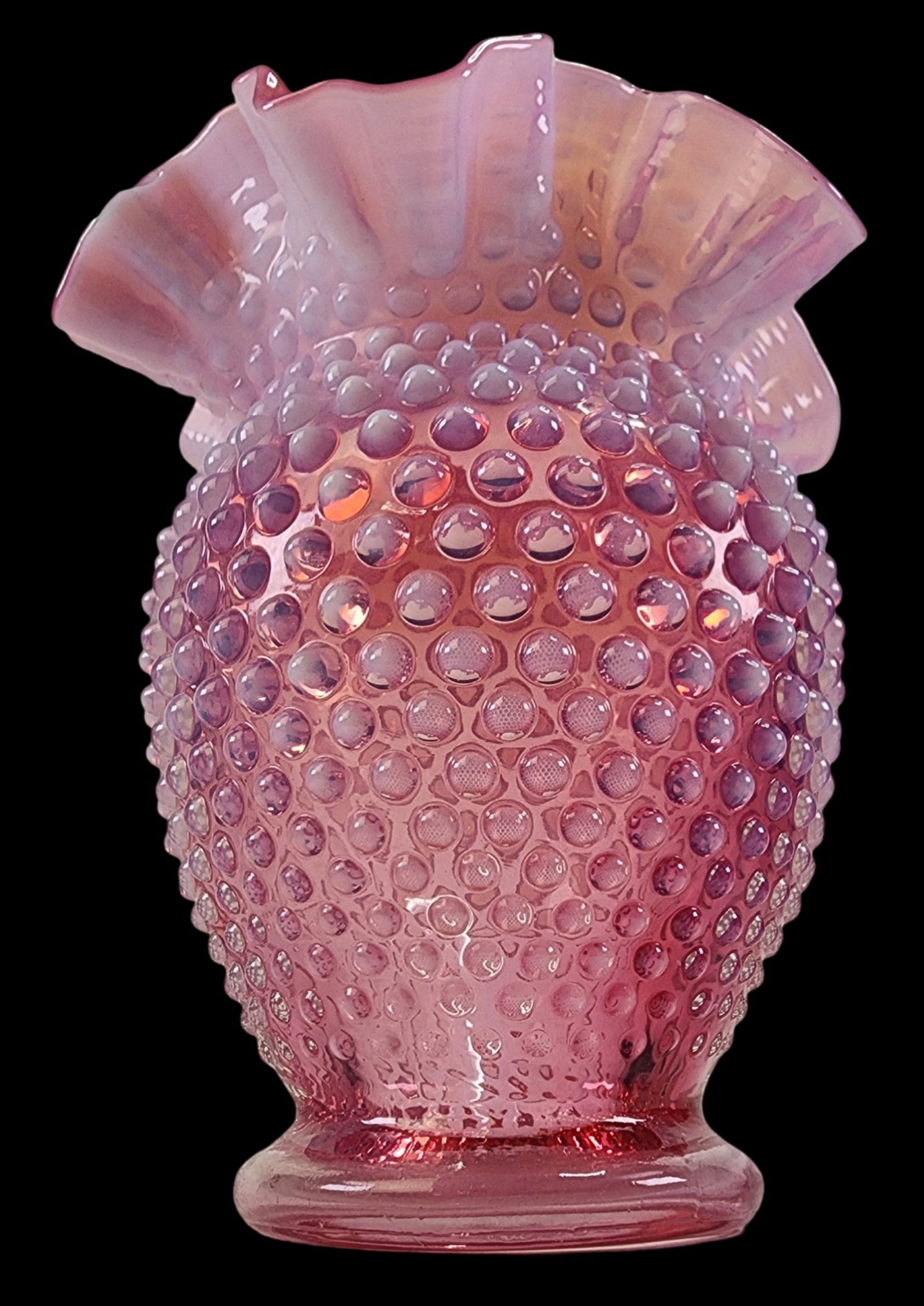 Vintage FENTON Pink Hobnail Art Glass Vase (1 of 8)
