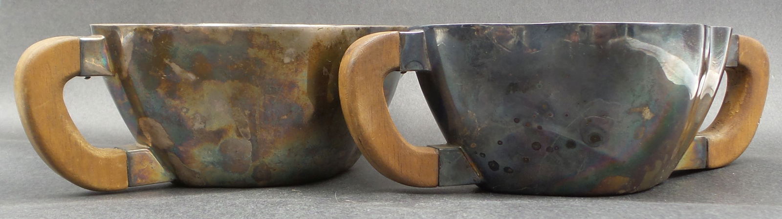 Rare Vintage Mid-Century Modern Silverplate & Wood Sugar Bowl and Creamer Set (1 of 14)