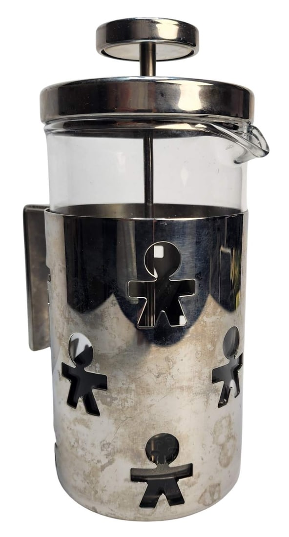 Vintage ALESSI French Press Chrome Coffee Maker Girotondo Gingerbread Man Design (1 of 7)