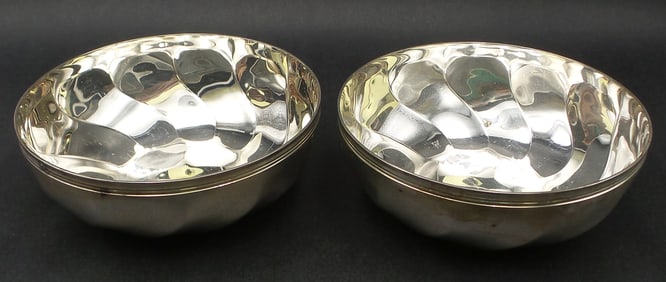 Pair of Vintage CHRISTOFLE Torsades Silverplate Swirl Bowls