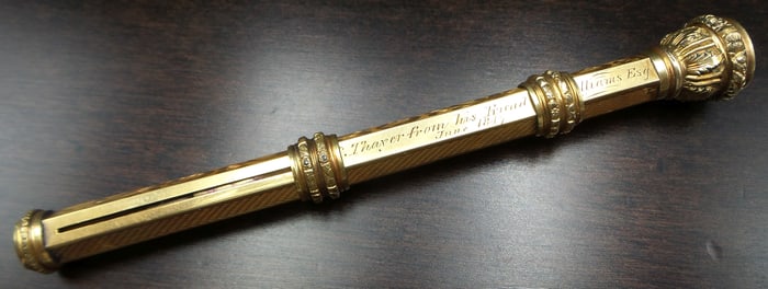 Antique 1847 British 14K Gold Retractable Pocket Pen & Pencil