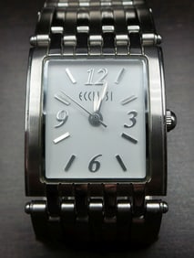 Vintage ECCLISSI Stainless Steel & Sterling Silver Luxury Ladies Quartz Wristwatch