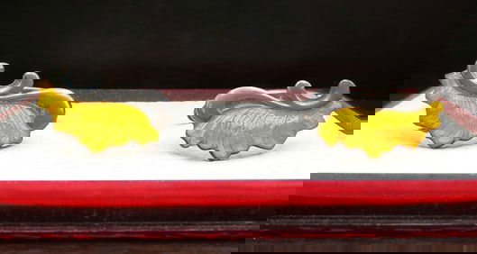 Vintage Mid-Century Modern Danish Sterling Silver & Enamel Cufflinks