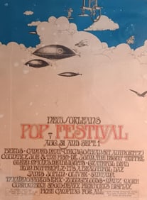 Very Rare 1969 Summer of Love Original NEW ORLEANS ROCK FESTIVAL Concert Poster
