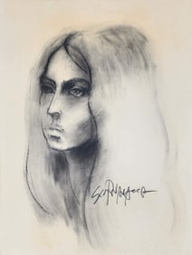 Vintage TONY SCORNAVACCA (1926-1986) Mid-Century Pencil on Paper Portrait Drawing