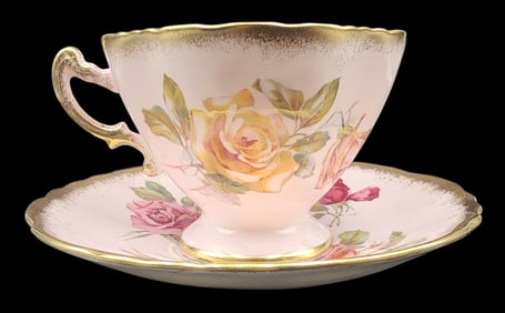 Antique Victorian HAMMERSLEY Pink Floral Tea Cup & Saucer