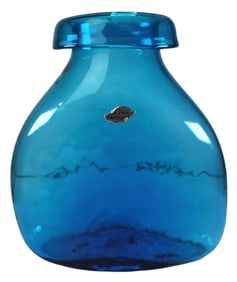 Rare Large Vintage BLENKO Blue Art Glass Vase