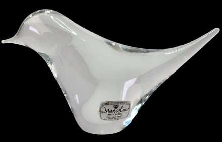 Vintage Handmade MARCOLIN Sweden Clear Crystal Bird Figurine