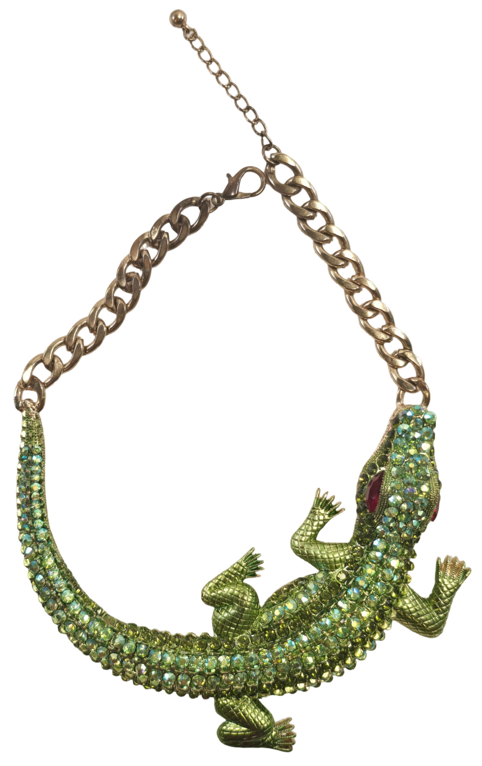 Very Unusual Vintage Large Crocodile Costume Jewelry Necklace (1 of 6)