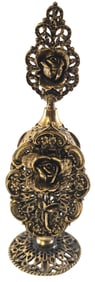 Ornate Vintage Gilt Ormolu & Glass Perfume Bottle