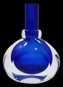 Vintage Blue Sommerso Art Glass Perfume Bottle