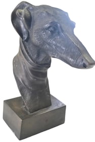 Heavy Vintage Cast Bronze Greyhound Dog Bust / Sculpture