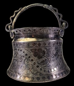 Rare Ornate Antique Hand Made 1898 Mexican 800 Silver Bucket