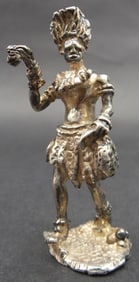 Vintage Sterling Silver Figurine of a Tribal Warrior - Signed