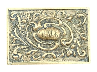 Ornate Antique Sterling Silver Footed Stamp / Snuff Box