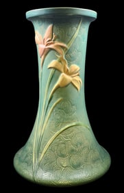 Vintage ROSEVILLE Green Ceramic "Zephyr Lily" Pedestal / Planter Stand