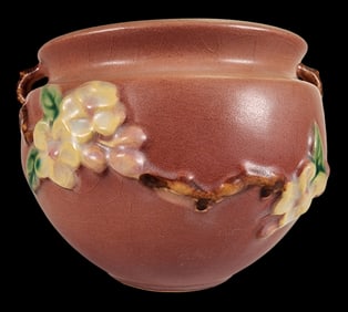 Vintage ROSEVILLE Orange Ceramic "Appleblossom" Bowl