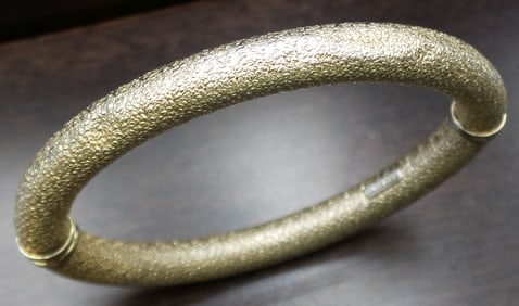 Vintage Italian Textured Vermeil Sterling Silver Designer Bracelet