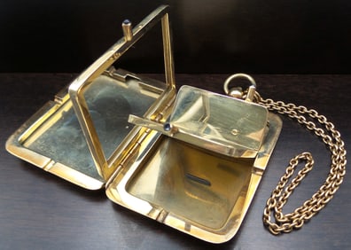 Antique European 14K Gold & Sapphire Minaudiere