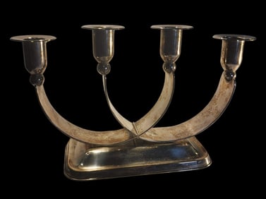 Ca. 1950 Art Deco QUIST Germany Four-Armed Silverplate Candelabra