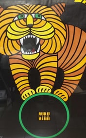 Original Vintage HUBERT HILSCHER Poland "CYRK" Circus Poster - TIGER - Ca. 1979