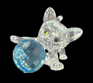 Vintage Retired SWAROVSKI Crystal Figurine /w Box - Playing Kitten