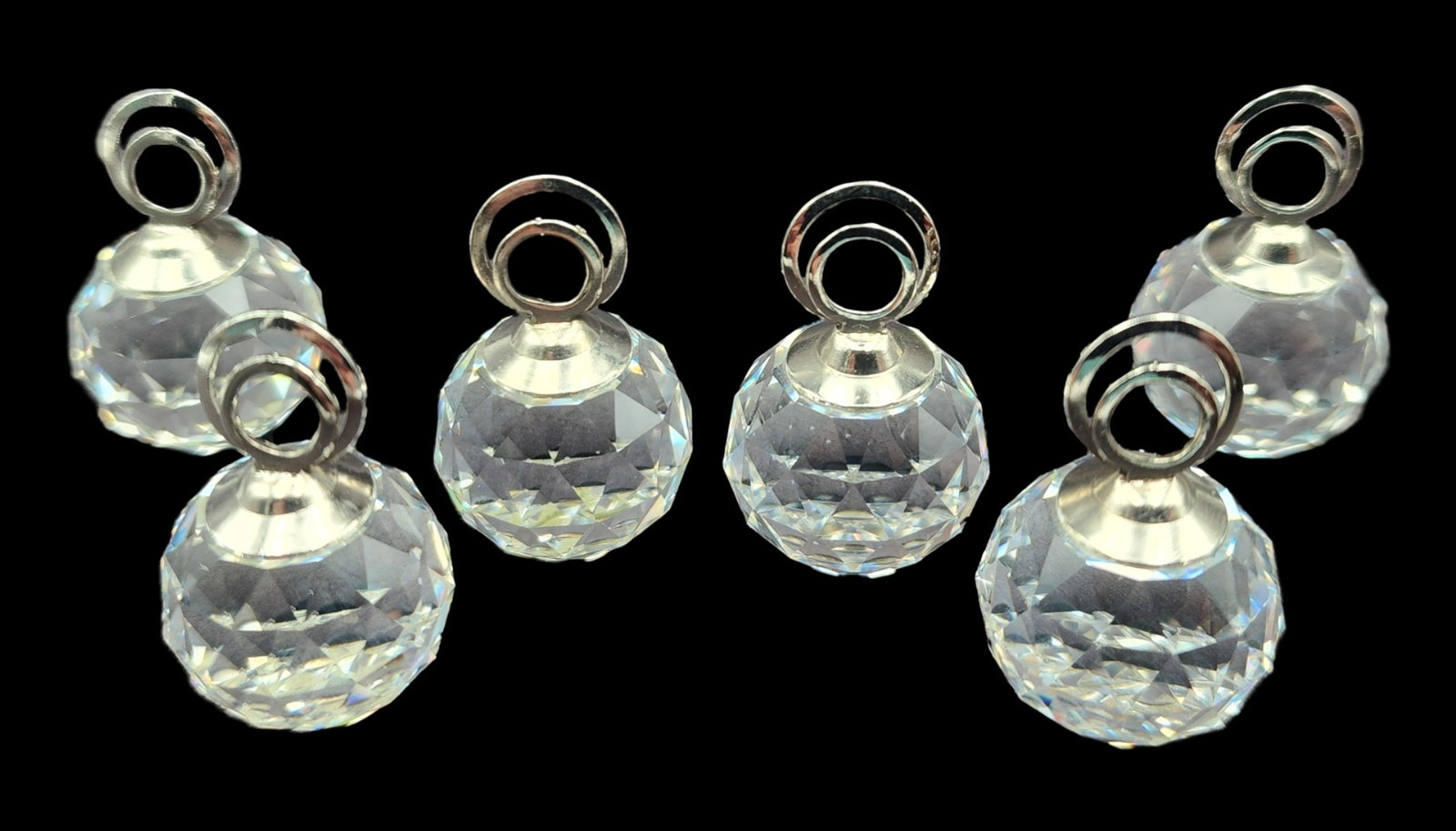 Set of 6 Vintage Retired SWAROVSKI Crystal Placecard Holders /w Box: Beautiful retired set in very good vintage condition; no chips, cracks, or repairs. Comes in the original box.