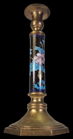 Handmade Vintage Brass & Cloisonne Enamel Candlestick