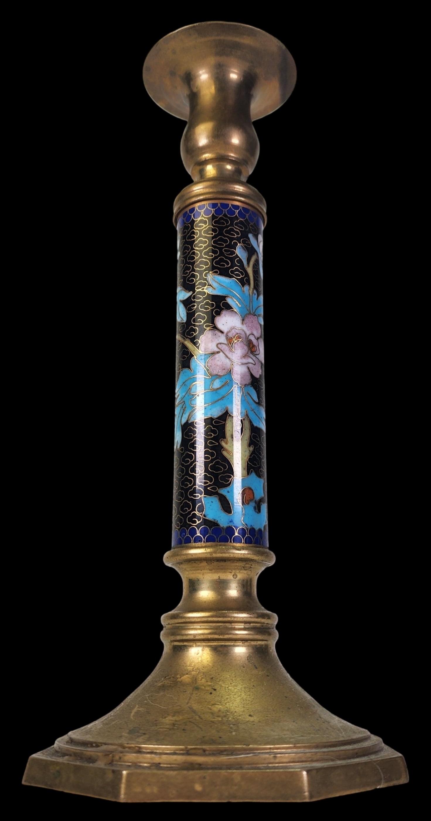 Handmade Vintage Brass & Cloisonne Enamel Candlestick (1 of 6)