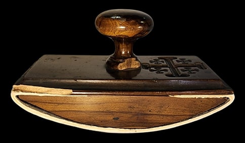 Rare Antique Wood Jerusalem Ink Blotter /w Jerusalem Cross