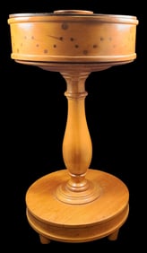 Large Antique Hand Turned & Inlaid Wood Tobacco Safe