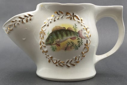 Vintage PRICE KENSINGTON Gilded Porcelain Shaving Mug /w Fish
