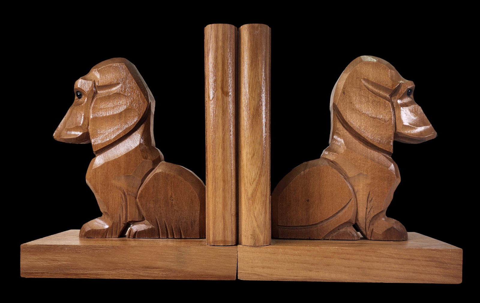Pair of Vintage European Hand Carved Wood Wiener Dog / Dachshund Bookends (1 of 7)