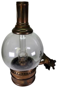 Very Rare Antique ADAMS & WESTLAKE Chicago Brass & Glass Railroad Train Kerosene Lamp
