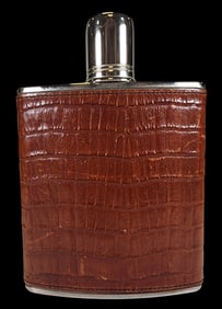 Vintage UTH Germany Leather Covered 6 OZ Hip Flask