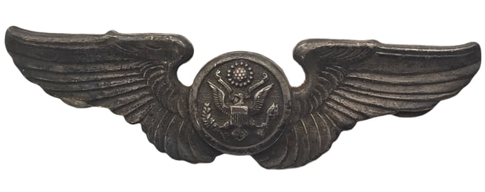 Vintage WWII Sterling Silver Air Force Wings Badge / Pin