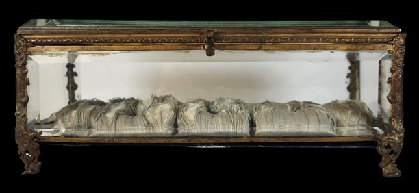 Antique Early 1900s French Ormolu Brass & Crystal Glove Box