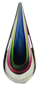 Vintage Mouthblown MURANO Sommerso Art Glass Teardrop Sculpture