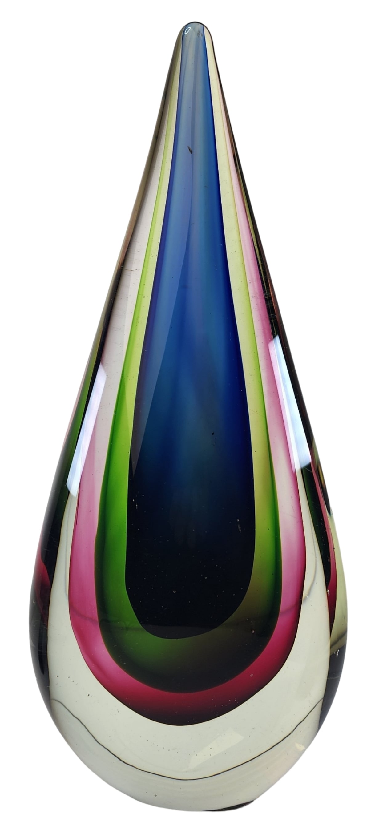 Vintage Mouthblown MURANO Sommerso Art Glass Teardrop Sculpture: Beautiful and colorful piece in very good vintage condition; no chips, cracks, or repairs. Measures approx. 11" high x 4 3/4" wide x 3" deep.