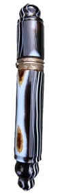 Rare Antique ca. 1900 European Silver & Agate Medicine or Perfume Bottle