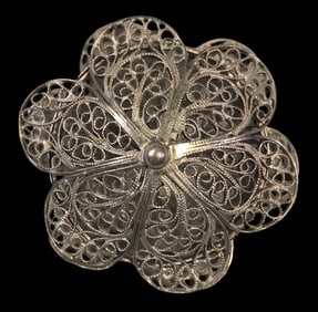 Antique ca. 1900 European Filigree Silver Rosary Box