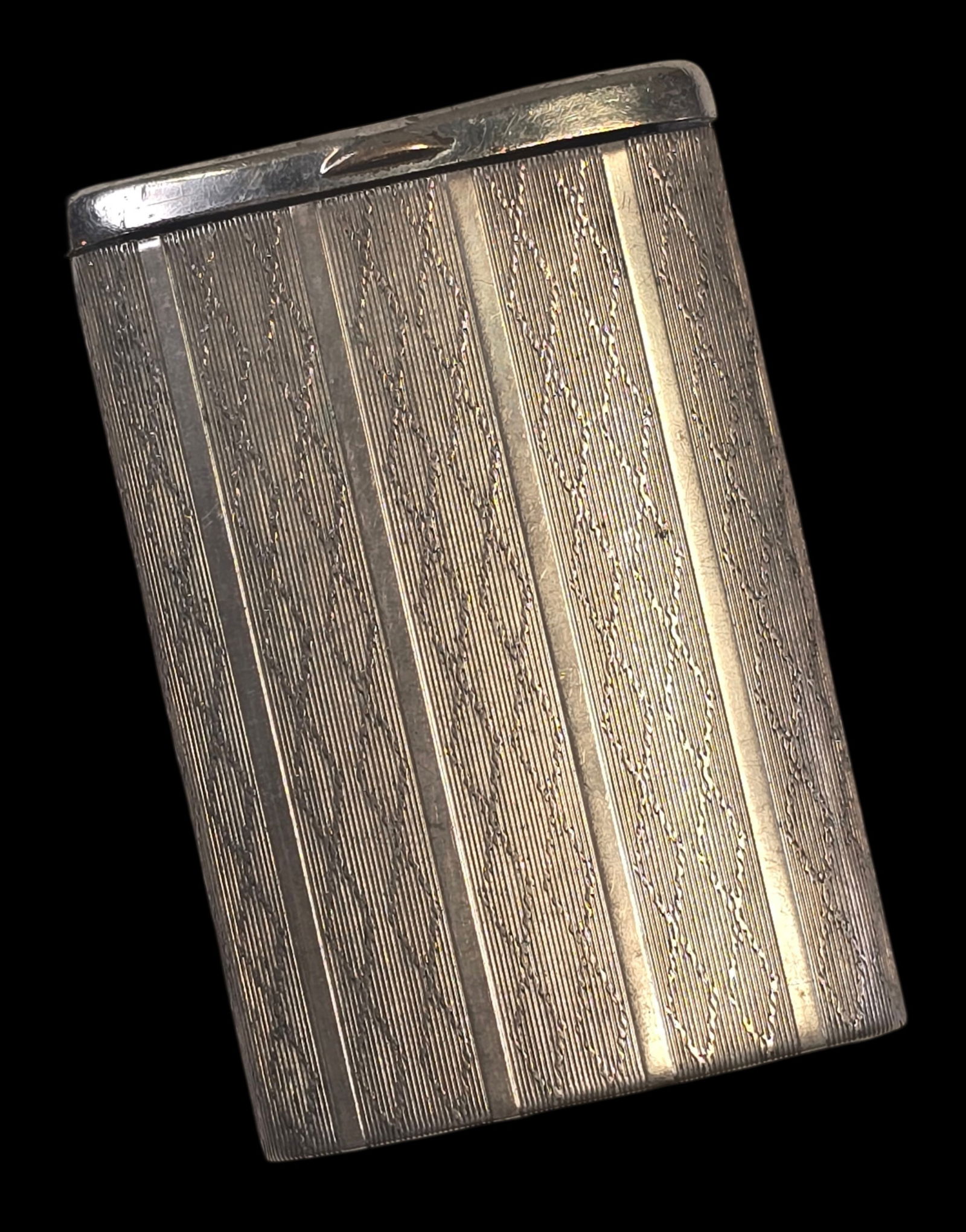 Vintage 1950s European 800 Silver Sliding Matchbox: Great ornate handmade piece with a sliding drawer. Good vintage condition with minor patina according to age. Measures approx. 4" long (when open) and weighs ca. 40.5 grams. Marked "800" for a common