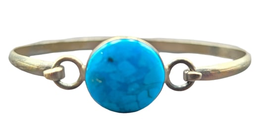 Vintage Sterling Silver & Turquoise Colored Gemstone Bracelet